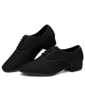 Sneaker jazz moderna da uomo per uomo Scarpe da salsa latina con tomaia Oxford nera professionale Scarpe da ballo da sala da tango con tacco basso taglie forti