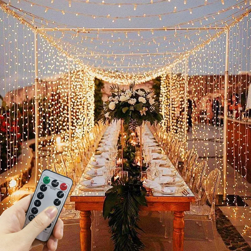 Outdoor 8 Modus 3M 6M Hochzeit Girlande Lichterkette LED USB Vorhang Lichterkette Weihnachten Party Urlaub Dekoration Garten Licht