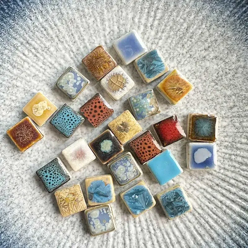 100 g DIY Keramik-Mosaikfliesen, Glasblatt, Blütenblattform, handgefertigte Ornamente, Fliesen, Wandhandwerk für dekoratives Material 917