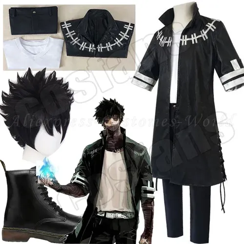 Anime Dabi veste manteau t-shirt héros académique OCHACO URARAKA Dabi Cosplay Costume académique Boku pas d'ensemble complet chaussures Halloween perruques