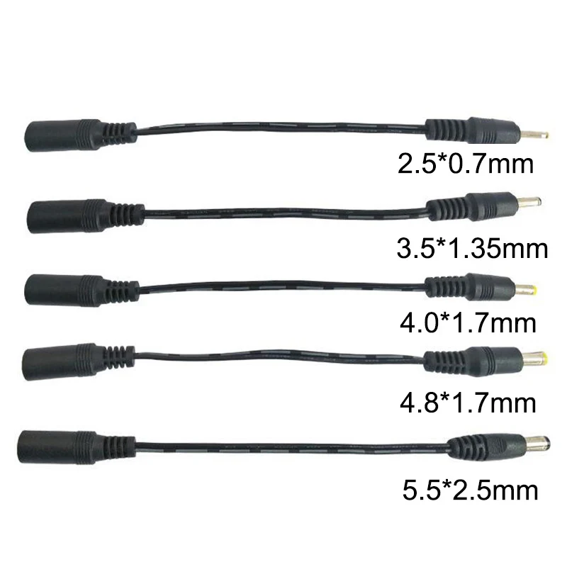 5,5 x 2,1 mm DC-Buchse, Strombuchse auf DC-Stecker, 5,5 x 2,5 mm, 3,5 x 1,35 mm, 4,0 x 1,7 mm, 4,8 2,5 0,7 Verlängerungsstecker, Netzkabel Image