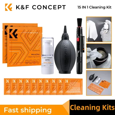 K&F Concept Camera Lens Cleaning Kit with Camera Blower Glasses Wipes Cloth Cleaning Liquid Cleaning Pen for Camera Lens Glasses
