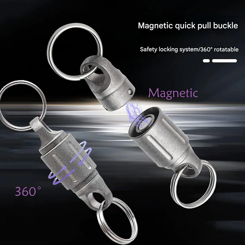 Schlüsselanhänger mit Magnet und Schnellverschluss aus Titanlegierung, 360° ° Drehbare Schnalle, Anti-Stripping, Anti-Ablösungsschnalle, Sicherheitsschloss-Design Image