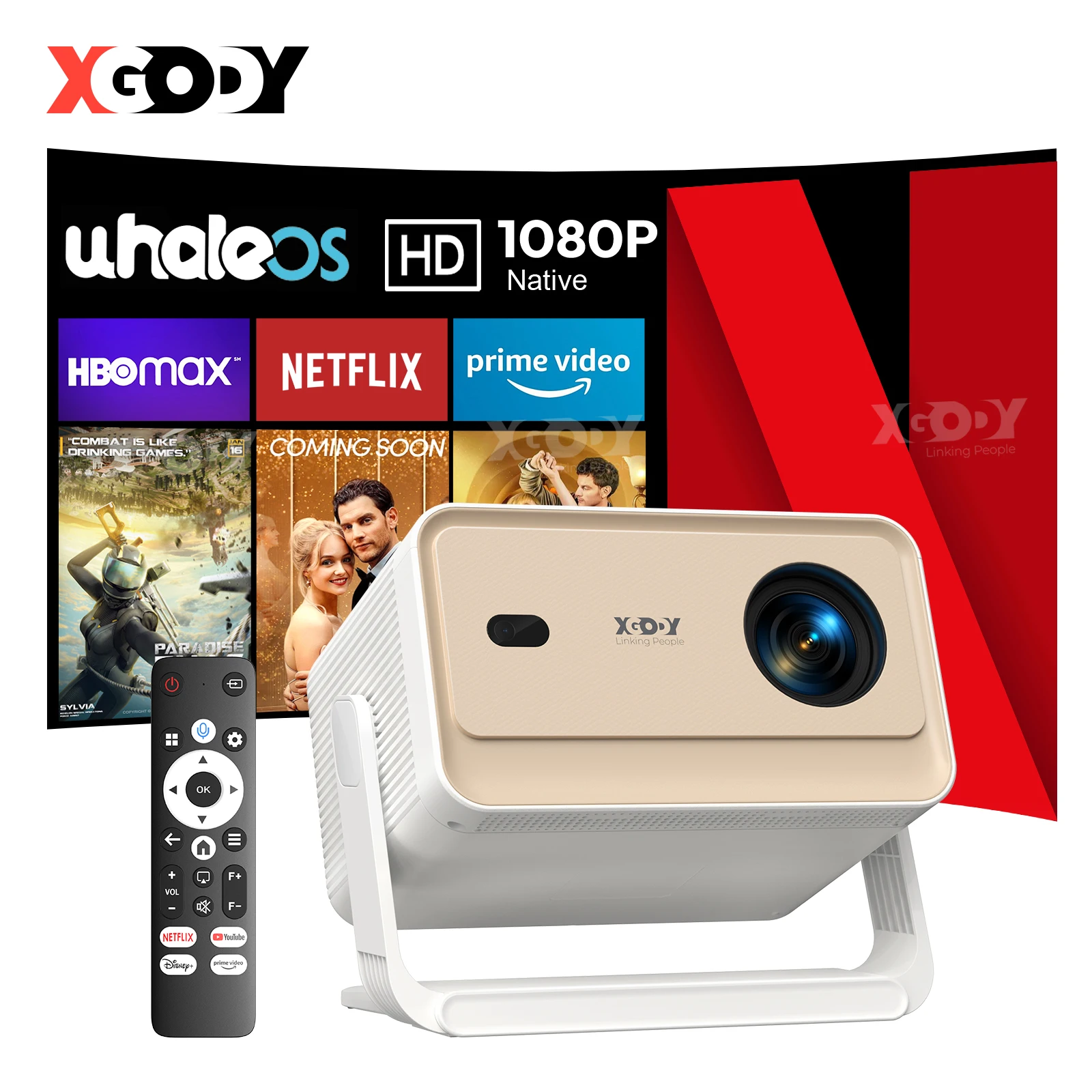 XGODY N6 PRO 4K 32 GB HD projecteur 700ANSI double WiFi6 BT5.0 cinéma Portable natif 1080P pour cinéma extérieur Home cinéma