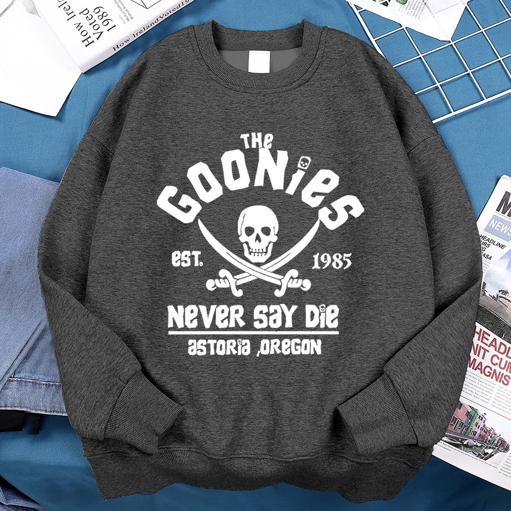 The Goonies Never Say Die Printing Hoody Man Hip Hop O-Neck Menswear Fashion Fitness Hoodie Crewneck Loose Fleece Sweatshirt