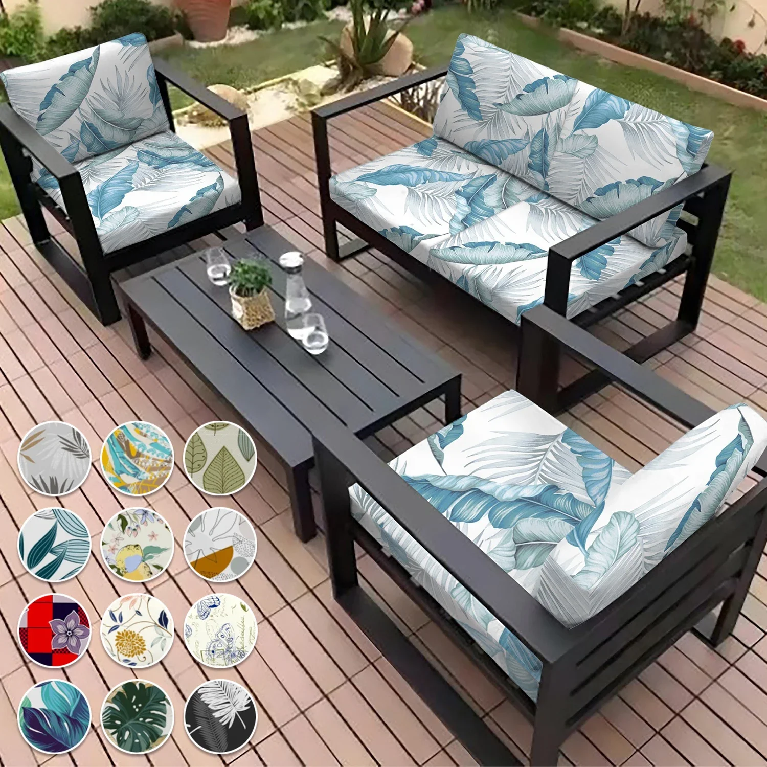1/2/3 Sitzer Terrasse Stretch Sofa Kissenbezug Outdoor Kissenbezug Ersatz Terrasse Möbel Schonbezüge Stuhl Sitzbezug weich