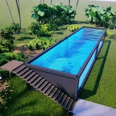 Large Spa Wooden Pool Fiberglass Outdoor Wood Piscina De Fibra De Vidrio Container Above Ground Swimming Pool with Glass Window