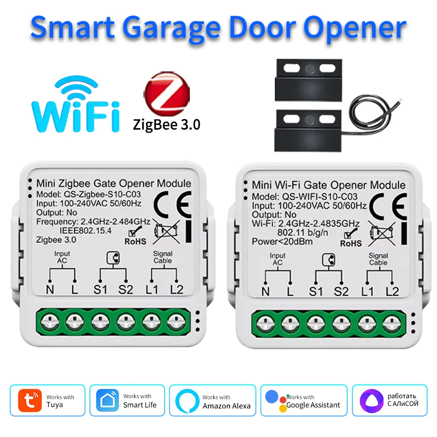 Tuya Zigbee/WiFi Schalter Smart Garage Türöffner Controller Modul Stimme App Fernbedienung Arbeit Mit Alexa Google Home Alice Image