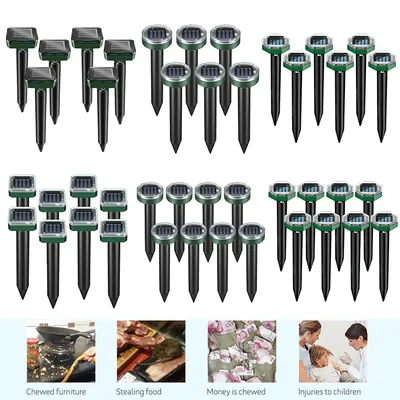 1/6/8PCS Solar Powered Ultrasonic Vibration Repeller 600mAh Ultrasonic Mole Repellent Ultrasonic Animal Repeller for Garden Yard