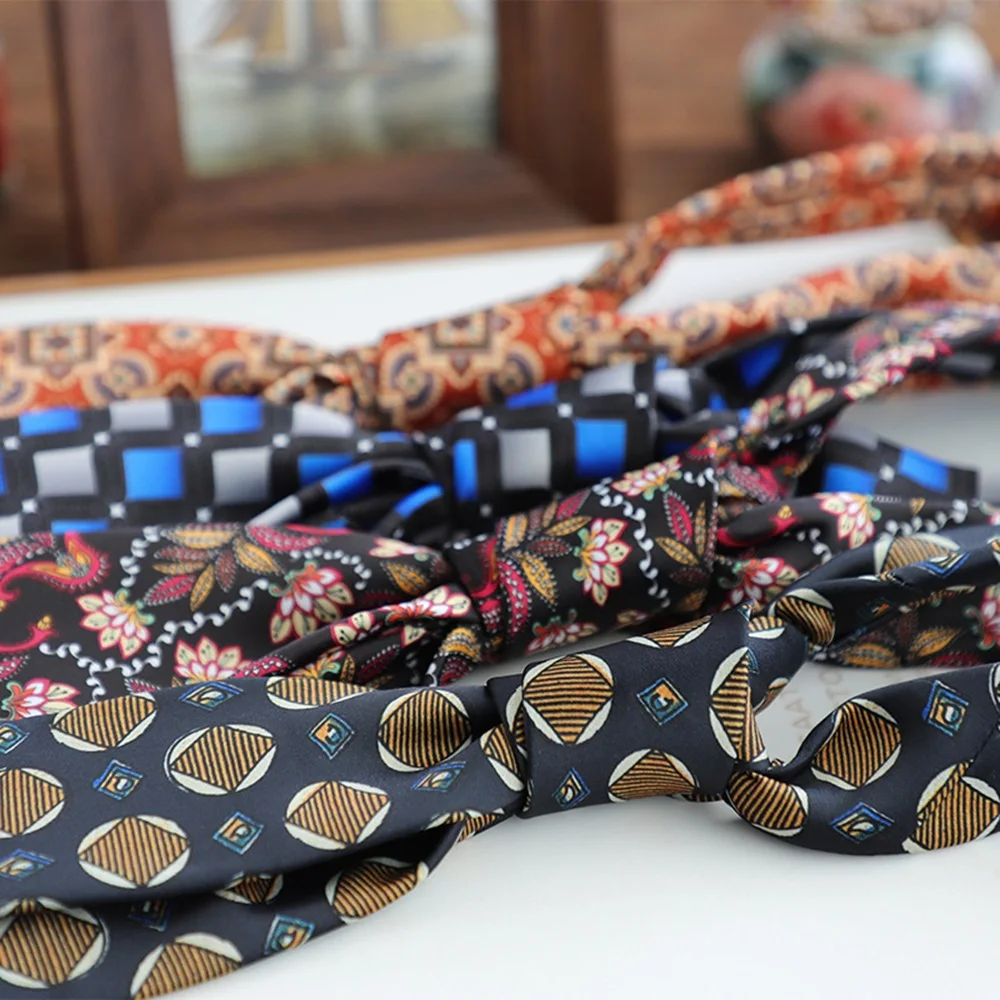 Männer Krawatte 8 cm Krawatte Für Mann Luxus Vintage Design Druck Krawatte Krawatte Für Hemd Anzug Hochzeit Party Streifen krawatten Seide Gefühl Image
