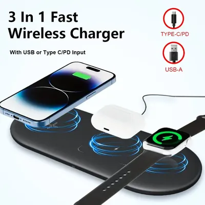 USB/PD-Anschluss, kabelloses Ladegerät, Desktop-Telefon-Ladegeräte, Pad für iPhone 16/15/14/13/12, iWatch 10, 9, 8, 7, 6 SE, AirPods Pro, schnelles Aufladen