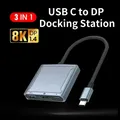 Adattatore Thunderbolt 3/4 USB C a 8K DisplayPort 1.4 Hub 3in1 con docking station DP di ricarica PD da 100 W per monitor MacBook Pro