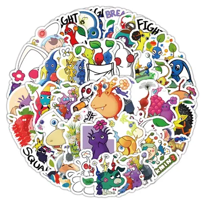 100 Stück niedliche Pflanzen-Pikmin-Doodle-Aufkleber – Abenteuer-Themen-Aufkleber für Tagebücher, Laptop-Skins und DIY-Zubehör (Anime Worlds Store) Image