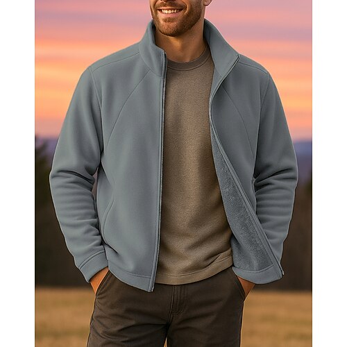 Per uomo Giacca da escursionismo Giacca in Pile Cappotto invernale Inverno Autunno All'aperto Calore Termico Fodera in Pile Giacca in Pile Invernale Cerniera completa Caccia Campeggio / Escursionismo