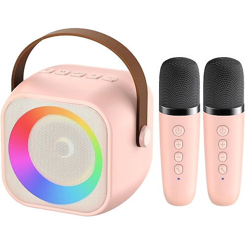 Mini mic pro mini karaoke machine per bambini e adulti, altoparlante portatile bluetooth con 1/2 microfoni wireless, giocattoli e regali di compleanno per ragazze