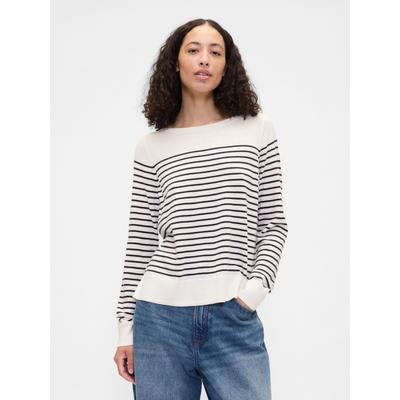 Gap White/ Navyt Blue Stripe Bella Boat Neck Jumper