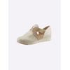 Schnürschuh HEINE, Damen, Gr. 37, beige (sand), Leder, Glattleder, Veloursleder, Veloursleder, modisch, Schuhe
