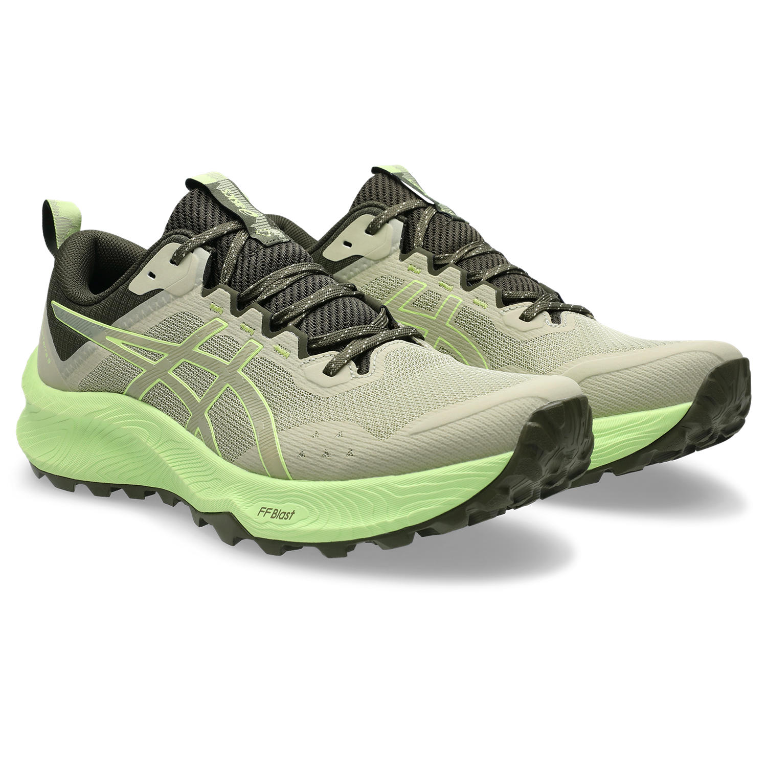 Trailrunningschuh ASICS "TRABUCO TERRA 3", Herren, Gr. 46,5, khaki, lime, Textil, Schuhe