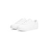 Plateausneaker TOMMY HILFIGER "CASUAL CUPSOLE SNEAKER", Damen, Gr. 35, weiß, Nappaleder, unifarben, sportlich, Schuhe, Freizeitschuh, Halbschuh, Schnürer mit goldfarbenem Logoschriftzug