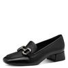 Pumps TAMARIS, Damen, Gr. 38, schwarz, Leder, unifarben, klassisch, Schuhe, Blockabsatz, Slipper, Businessschuh mit Zierriegel, Schmuckelement