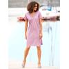 Jeanskleid CASUAL LOOKS "Kleid", Damen, Gr. 54, Normalgrößen, rosa (rosé), 100% Baumwolle, unifarben, kurz, V-Ausschnitt, Kurzarm, Kleider