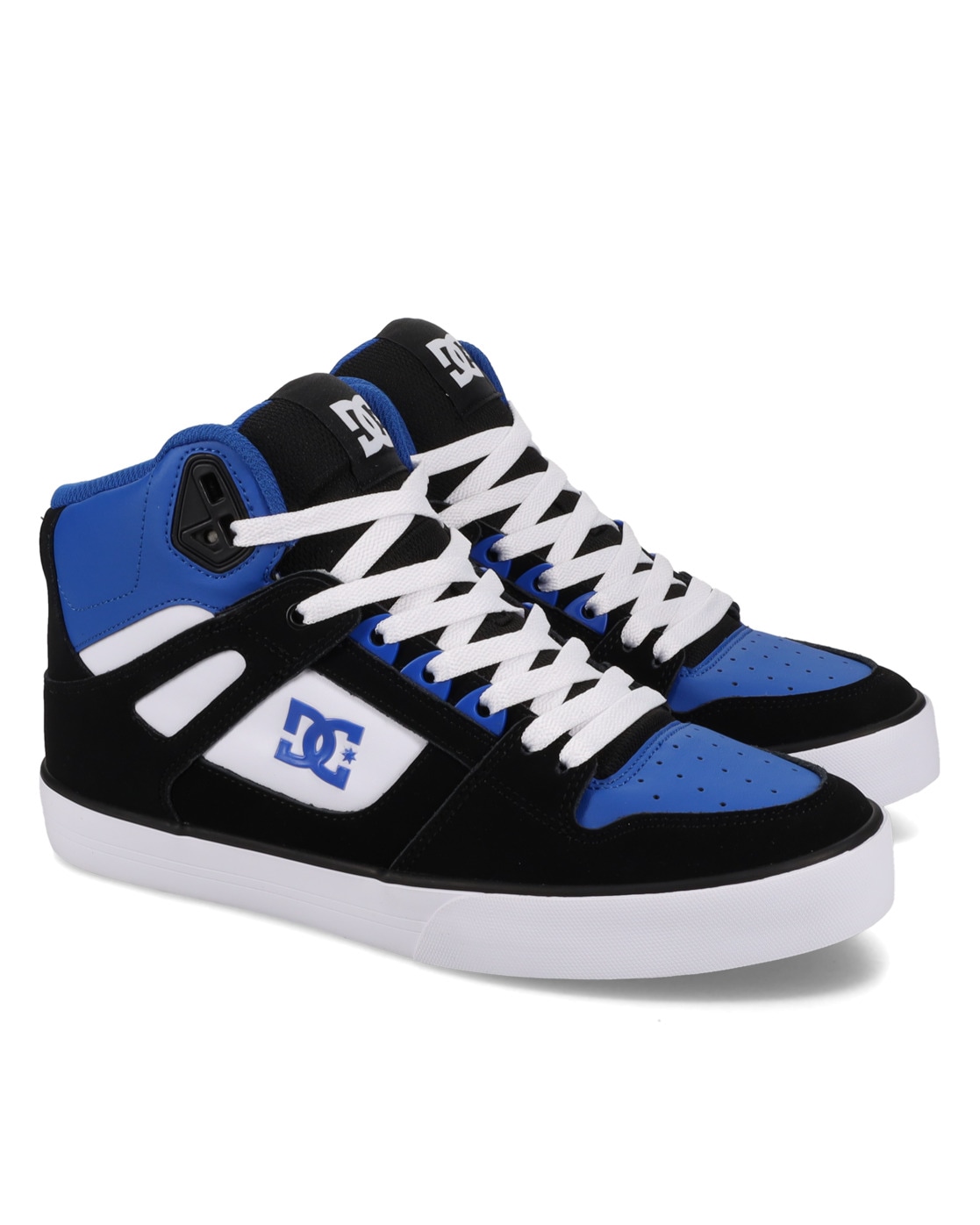 Sneaker DC SHOES "Pure High-Top", Herren, Gr. 6,5(38,5), weiß (schwarz, blau, weiß), Obermaterial: Leder / Futter: Textil / Außensohle: Gummi, Schuhe Sneaker