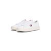 Plateausneaker TOMMY JEANS "TJW LIGHTWEIGHT COURT SNEAKER", Damen, Gr. 35, weiß, Leder, unifarben mit Farbeinsatz, sportlich, Schuhe, Freizeitschuh, Halbschuh, Schnürschuh mit plakativer Logoflag