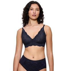 Bügelloser BH TRIUMPH "Amourette Charm T", Damen, Gr. 85, Cup E, ink gray, Spitze, Obermaterial: 74% Polyamid, 25% Elasthan, 1% Modal, elegant, BHs, Stretch-Spitze, leicht, weich, tiefer V-Ausschnitt