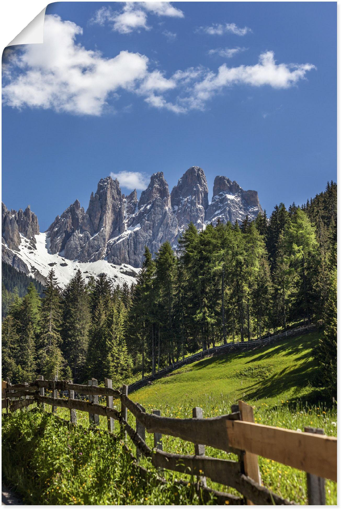 Wandbild ARTLAND "Villnösstal mit Dolomiten, Südtirol", grün (farbe bild(er): grün), B:40cm H:60cm T:0,1cm, Papier, Bilder, als Leinwandbild, Poster in verschied. Größen Image