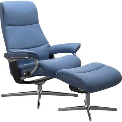 Relaxsessel STRESSLESS "View", blau (lazuli blau), B:82cm H:109cm T:81cm, Sessel, mit Cross Base, Größe S, M & L, Holzakzent Schwarz Image