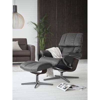 Relaxsessel STRESSLESS "Reno", grau (grau batick), B:92cm H:100cm T:80cm, Leder BATICK: BATICK ist ein leicht korrigiertes, durchgefärbtes und genarbtes Möbelleder, bei dem die meisten Unebenheiten und Spuren in der Regel entfernt wurden., Sessel,... Image
