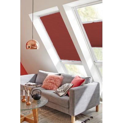 Dachfensterplissee SUNLINES "StartUp Style Honeycomb TL", rot (ziegelrot, weiß), B:38,4cm H:93,9cm, Obermaterial: 100% Polyester, Plissees, mit Führungsschienen Image