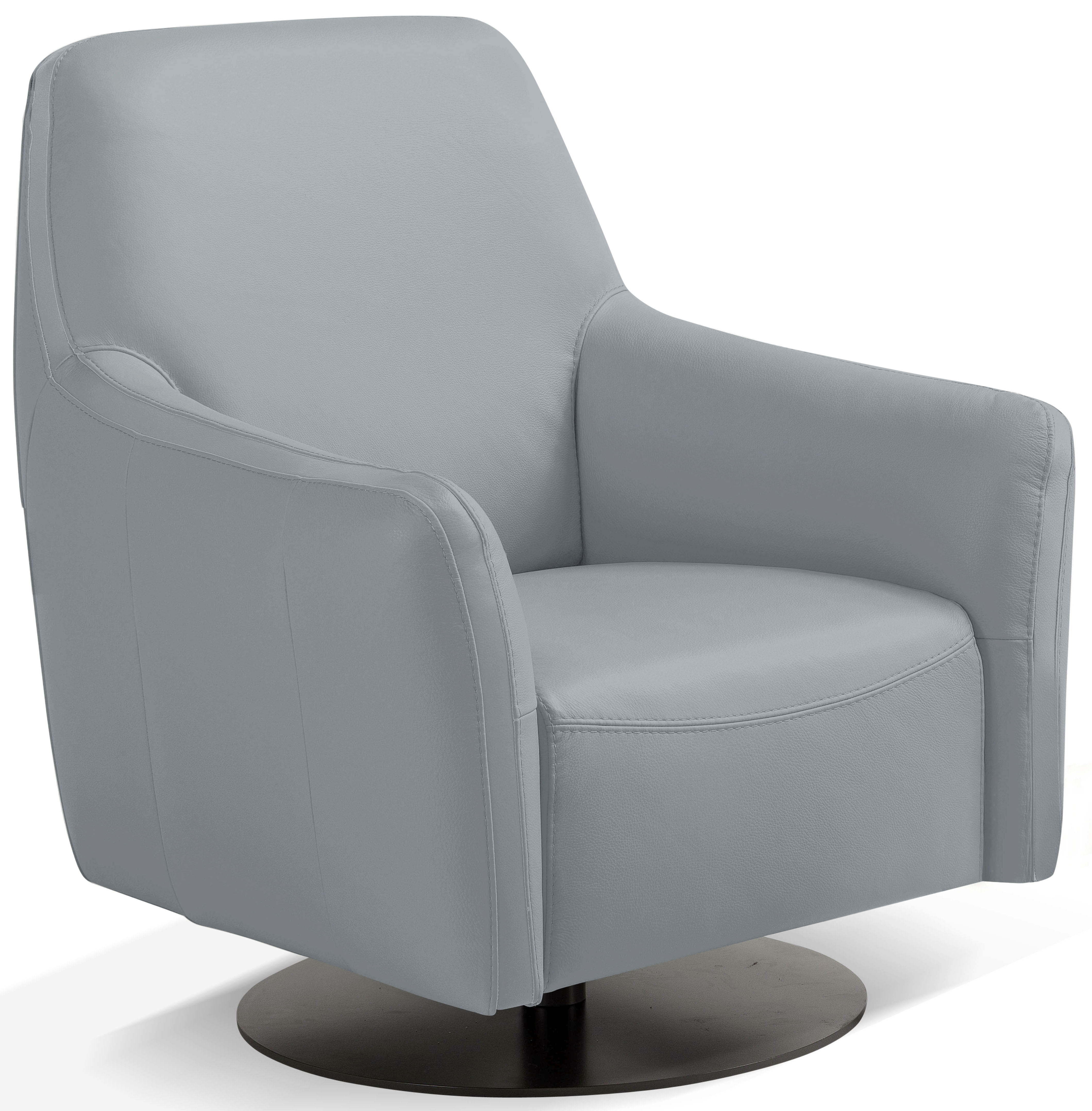 Sessel EGOITALIANO "Felicity Drehsessel mit Wippfunktion, kompakt und bequem, Loungesessel", blau (himmelblau), B:77cm H:88cm T:85cm, Leder NUVOLE (Echtes Rindsleder). Halbnatürliches, halbnarbiges Rindsleder mit einer natürlichen Körnung von 1, 2...