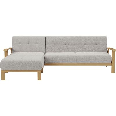 Ecksofa SIT & MORE "Billund L-Form", beige (linen), B:264cm H:88cm T:183cm, 100% Polyester, Sofas, Armlehnen aus eichefarbigem Buchenholz, verschiedene Bezüge und Farben Image