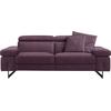 2,5-Sitzer EGOITALIANO "Candice, elegant und edel, hochwertiges Designsofa, bequem", lila (plum), B:222cm H:100cm T:108cm, Sofas, Kopfteile manuell verstellbar, titanumfarbene Kufenfüße