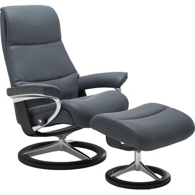 Relaxsessel STRESSLESS "View", blau (atlantic blau batick), B:91cm H:110cm T:85cm, Leder BATICK: BATICK ist ein leicht korrigiertes, durchgefärbtes und genarbtes Möbelleder, bei dem die meisten Unebenheiten und Spuren in der Regel entfernt wurden.,... Image