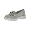 Slipper CAPRICE "Caprice Slipper Leder", Damen, Gr. 40, grau (hellgrau), Leder, casual, Schuhe