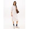 Sweatkleid TOMMY JEANS "TJW BADGE SWEAT MIDI DRESS", Damen, Gr. M (38), N-Gr, weiß (ancient weiß), Sweatware, Obermaterial: 100% Baumwolle, unifarben, casual, Rundhals, Langarm, Kleider