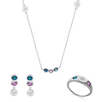 Orphelia 'Regula' Damen 925 Sterling Silber Set: Halskette + Ohrringe + Ring - Silber SET-7578 Image