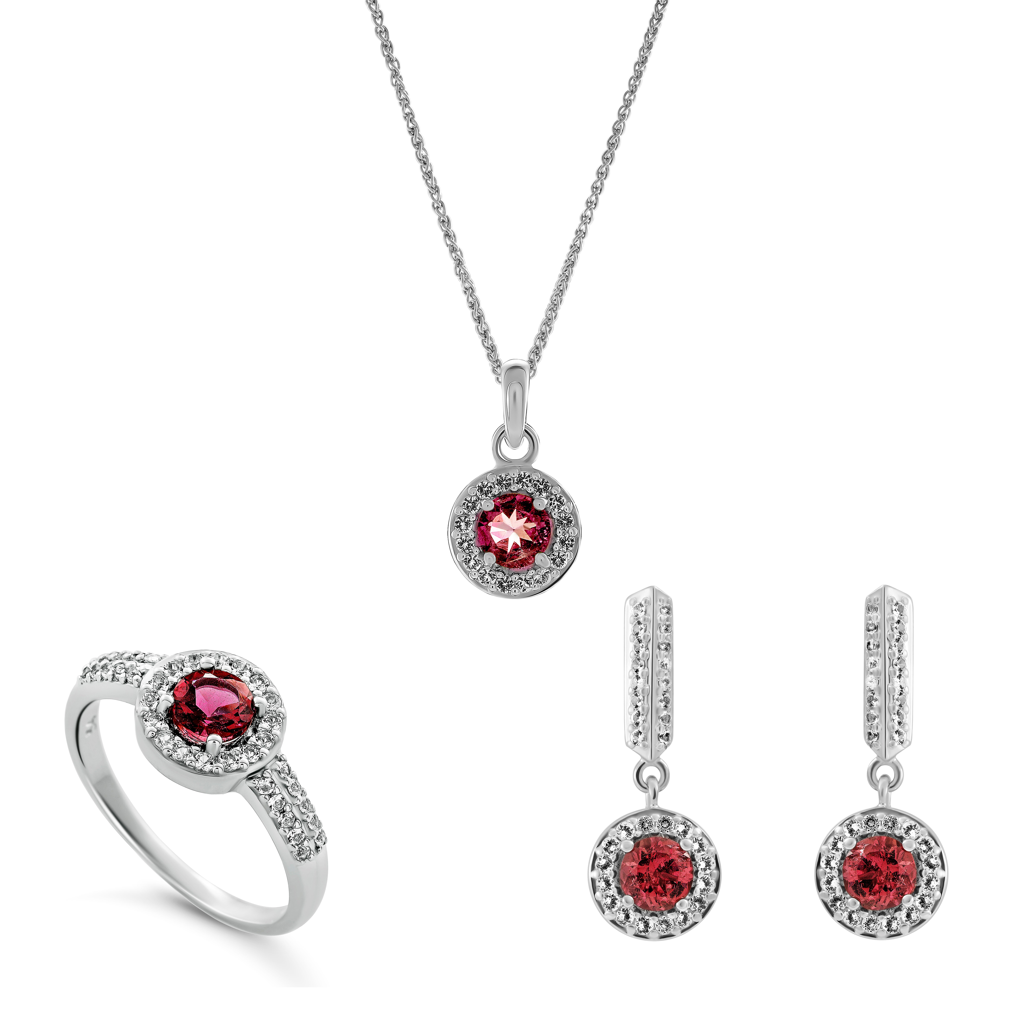 Orphelia 'Bristol' Damen 925 Sterling Silber Set: Halskette + Ohrringe + Ring - Silber SET-7579/P Image