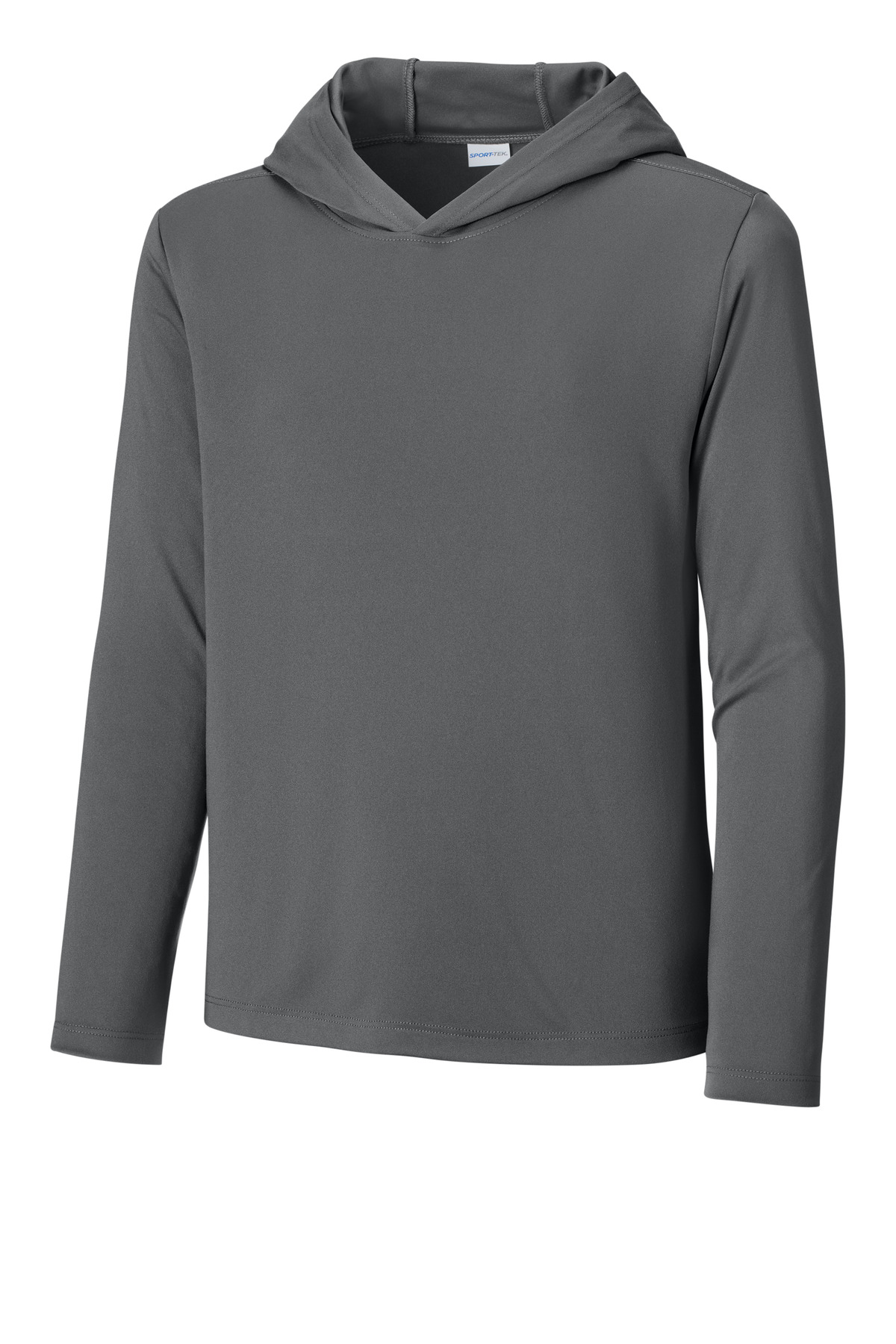 Sport-Tek YST420LSH Youth Posi-UV Pro Long Sleeve Hoodie in Dark Smoke Grey size Medium | Polyester