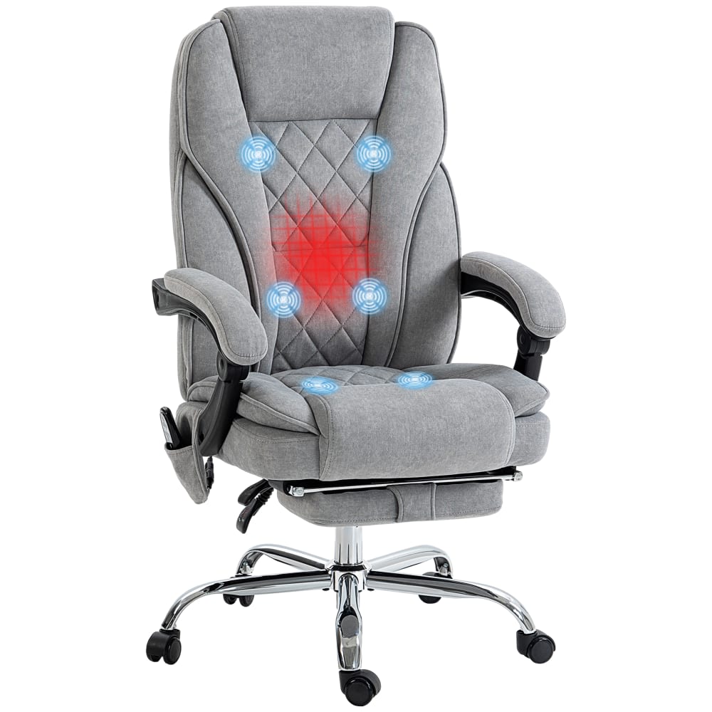 Fauteuil de bureau massant et chauffant hauteur réglable gris