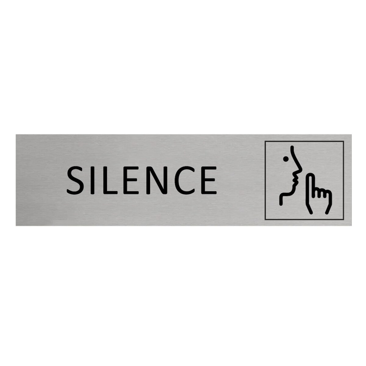 CombiCraft Aluminium Türschild Silence 165x45mm mit 3M-Tape zur Befestigung, einfache Kennzeichnung von Räumen und Bereichen Image