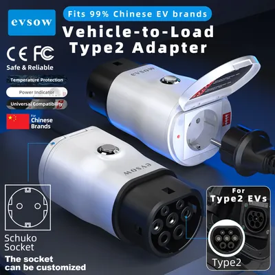 evsow V2L Typ2 EV-Entladeadapter mit Netzteinstellschalter für chinesisches EV-Auto, Fahrzeug zum Lasten des Entladers V2L EV-Entladers Image