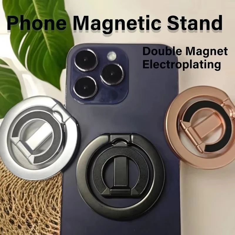 Anneau de support magnétique Double face pour téléphone portable, pour MagSafe iPhone 16, support de téléphone pliable avec aimant puissant, béquille de poignée de téléphone