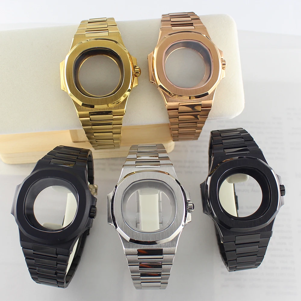 Quadratisches NH35-Uhrengehäuse-Zubehör, 316L-Stahlarmband für Nautilus NH34 NH35 NH36 NH38 4r35 Saphirglas-Uhrenersatzteil Image