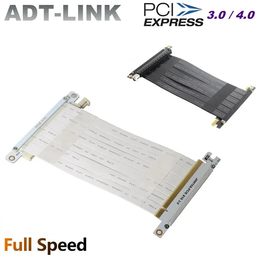 Schwarz-weißes doppelt umgekehrtes Grafikkarten-Verlängerungskabel PCIe 4.0 3.0 x16 auf x16 Gen4/3 Flexibler GPU-Riser ITX A4-Anschlusskabel Image
