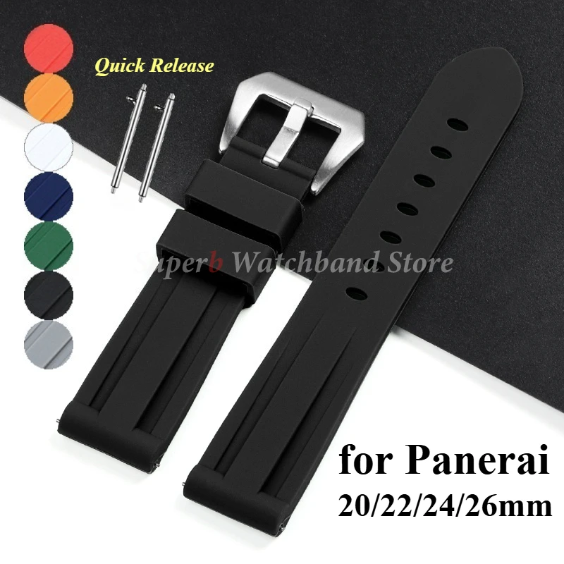 Silikon-Uhrenarmband für Panerai, Gummiarmband, 20/22/24/26 mm, für Herren und Damen, wasserdicht, Sport-Ersatz-Schnellverschluss-Uhrenarmband Image