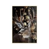 La Casa »Deer profile in a shower of flowers« Glasbild 80x120 cm gerahmt