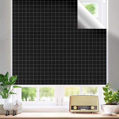 1PC Portable Blackout Curtain Fabric with Checkered Pattern, DIY Cut-to-Size Window Shade with Magic Tape, Removable Privacy Blinds for Home Travel Use